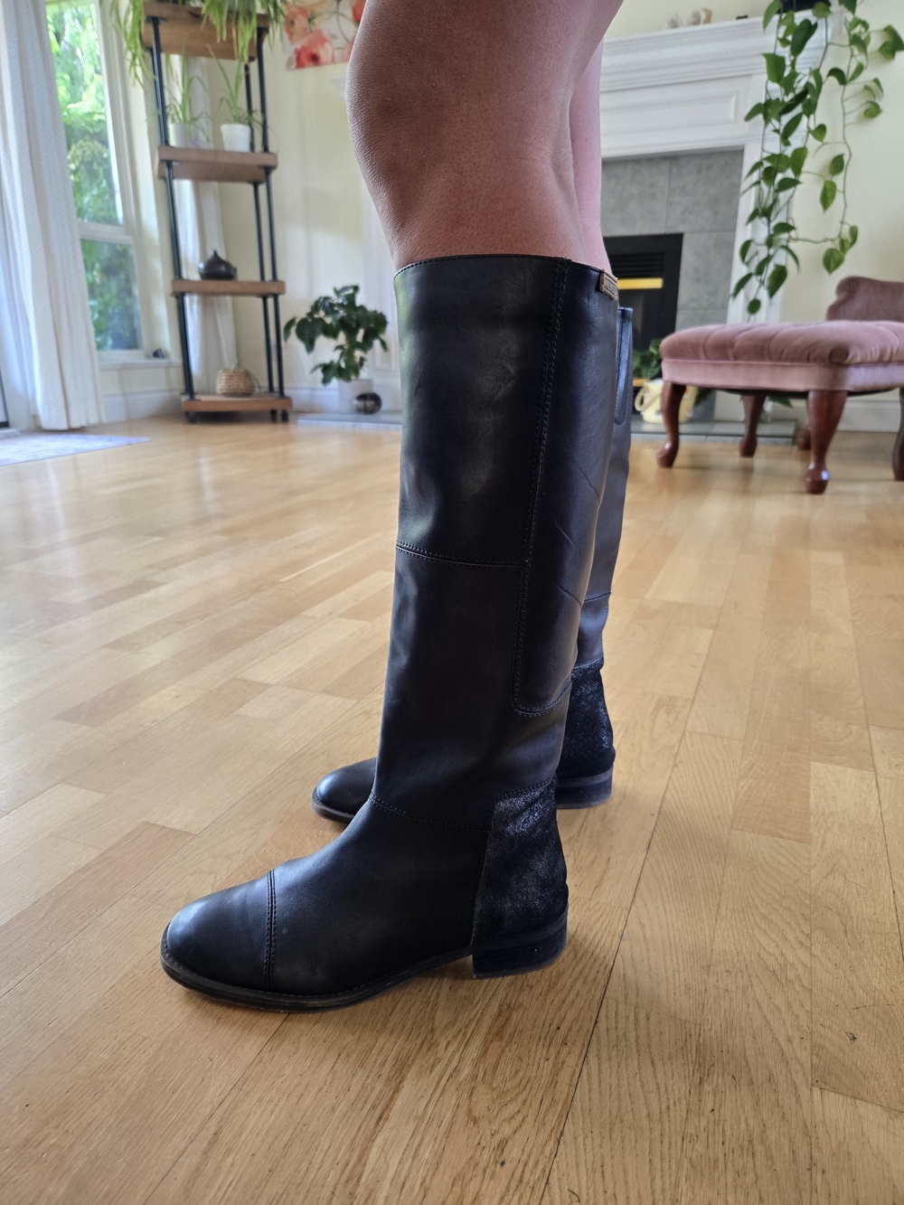 PIKOLINOS Black Leather Knee-High Heeled Boots